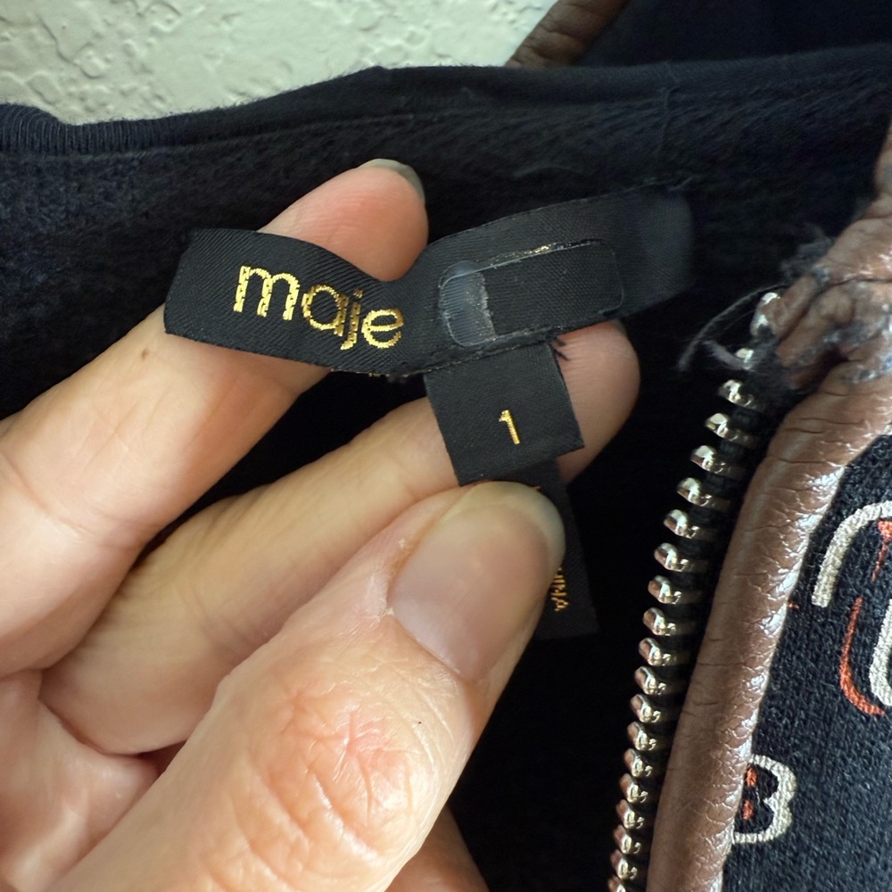 Maje Black & White Monogram Hooded Bomber Jacket - Picture 9 of 16